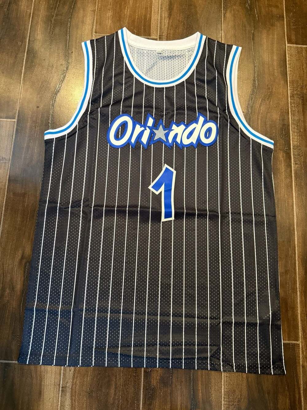 Orlando Magic Penny Hardaway Basketball Jersey Size L Black Pinstripe